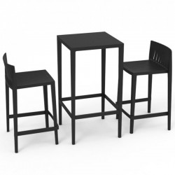 Set Spritz table and 2 stools Vondom seat height 76cm black