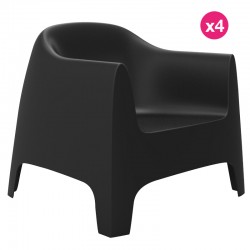 Set van 4 Lounge Chairs Solid Vondom zwart