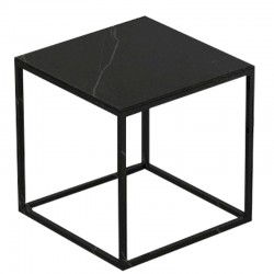Tavolino quadrato Pixel Vondom Dekton Kelya gambe nere e nere 40x40xH25