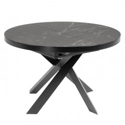 Table extensible 120 à 190x100 plateau rond grès cérame noir gris KosyForm