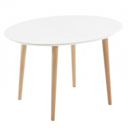 Ovale tafel Uitschuifbaar 120 tot 200x90 Witte en beukenpoten KosyForm