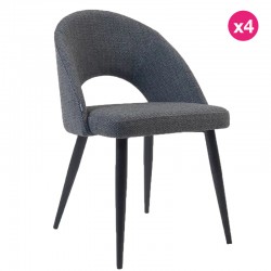 Set mit 4 Stühlen Stuhl mit ergonomischer Rückenlehne und dunkelgrauem Stoff schwarze Füße KosyForm