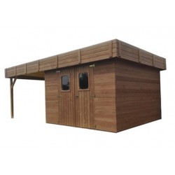 Cobertizo de jardín Habrita Thizy de madera 20,53 m2 con toldo