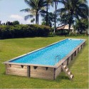 Pool Wood Ubbink Linea 350x1550 H155cm Forro Azul
