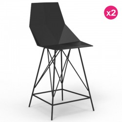 2-Pack black and metal FAZ Vondom high stools with armrests
