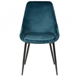 Juego de 2 sillas de comedor de terciopelo azul con base de metal negro Kari KosyForm