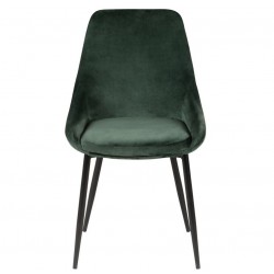 Conjunto de veludo de refeição 4 cadeiras verde com Base de Metal preto Kari KosyForm