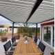 Pergola bioclimatique Habrita 21.5 m2 Aluminium anthracite et toit avec lames écru