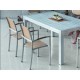 Set dining table and 6 armchairs Camellia natural aluminum with textile straw fabrics