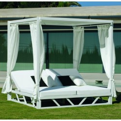 Muebles de jardín Avalon-7 HPL Aluminio Blanco y textileno 4 plazas Hevea