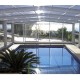 Recinto de piscina médio-alto Abrigo telescópico Capri 6,44x4m sem trilho