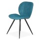 Conjunto de 2 Cadeiras de Jantar Ania Tecido Azul Base Metal Preto VeryForma
