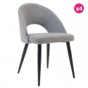 Conjunto de 4 Cadeiras com encosto ergonômico e tecido cinza claro com pernas pretas VeryForma